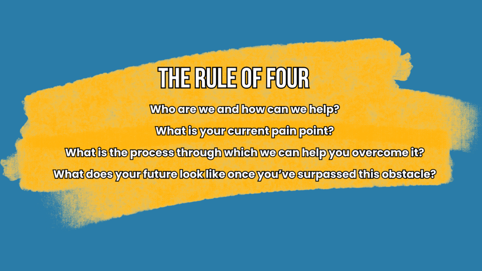  The Rule of Four is crucial to developing engaging messaging.<br />

