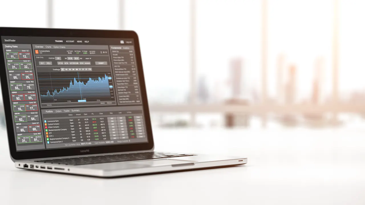 Laptop showing a trading analytics dashboard, illustrating B2B lead generation tools for ROI